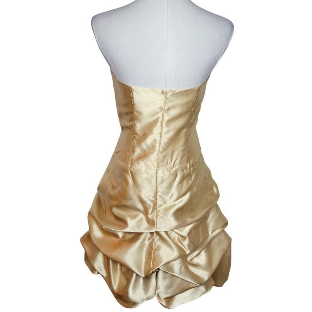Vtg Jessica McClintock Gunne Sax Yellow satin mini bubble dress 80s Women 7 6 - Picture 3 of 14